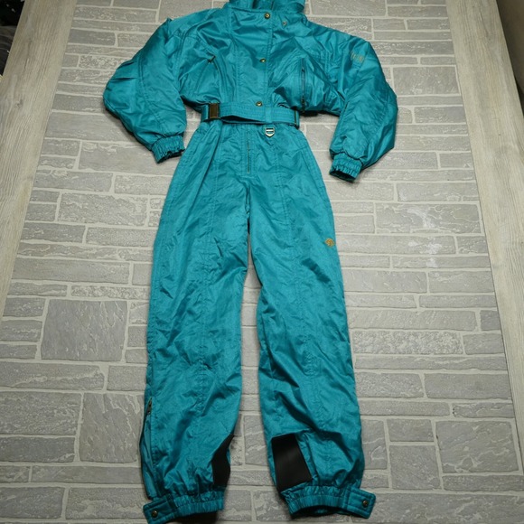 VINTAGE Descente Snow Suit‎ Womens Size 8 Teal One Piece Retro Ski 90s - Picture 1 of 15